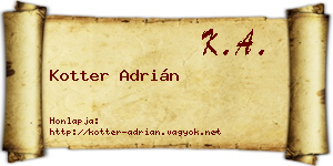 Kotter Adrián névjegykártya